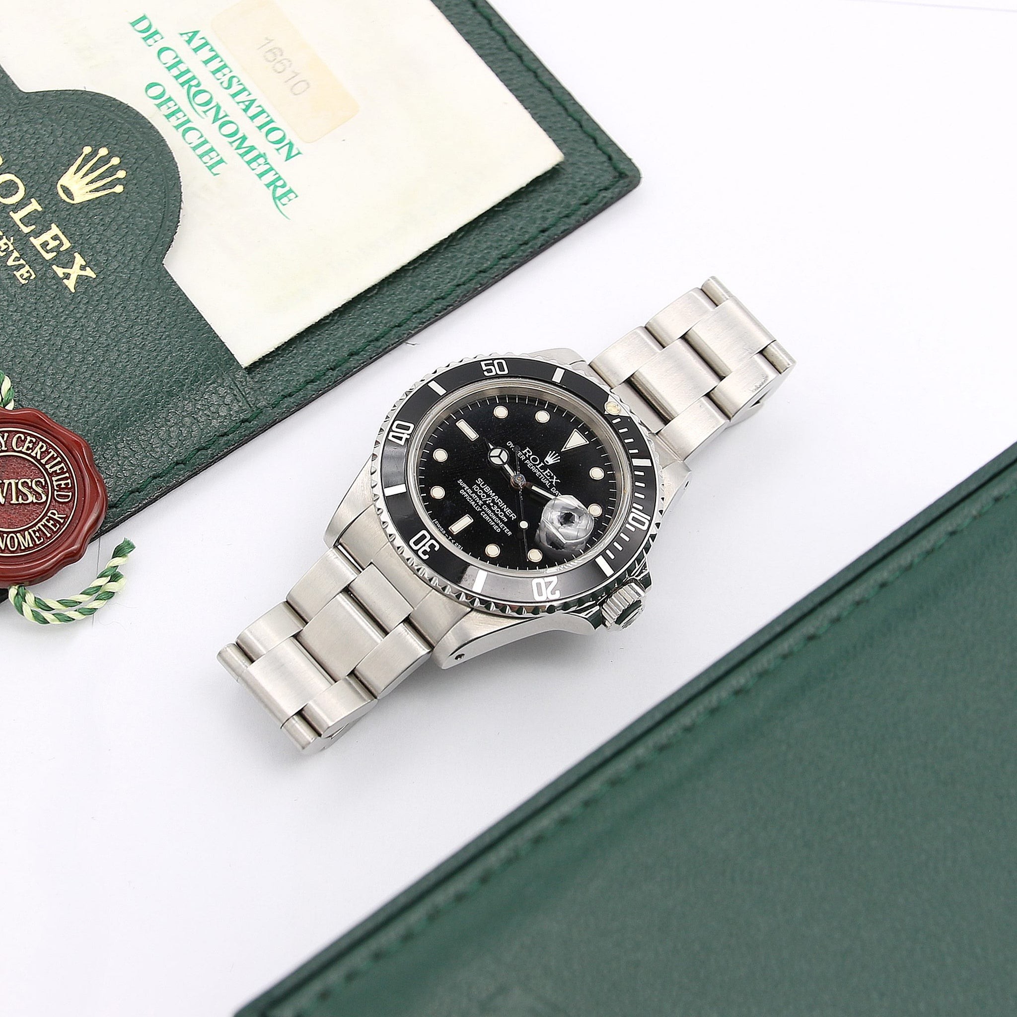 1990 Rolex Submariner Date 16610 Box & Papers + Rolex Service