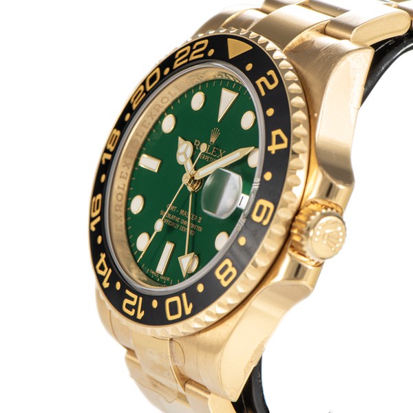 Rolex GMT Master II Yellow Gold Green Dial 116718LN - Van Wonderen Watches