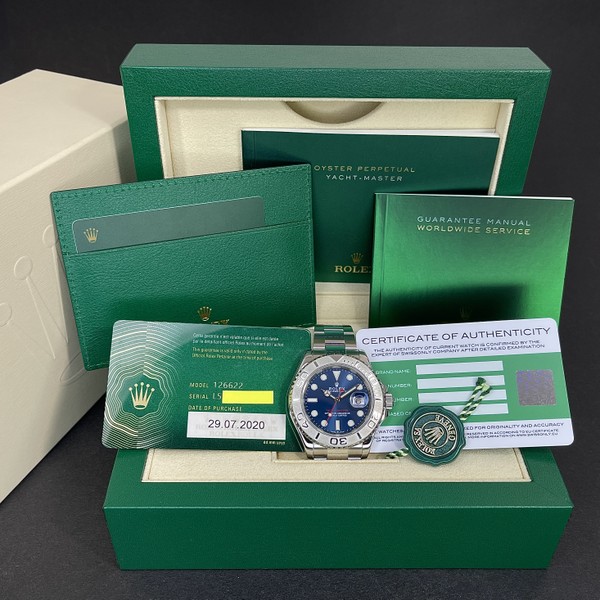 Rolex Yacht-Master 126622 Blue Dial Platinum Bezel Box & Paper