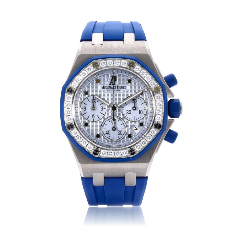 Audemars Piguet - Authenticated Royal Oak Offshore Watch - White Gold Blue For Woman, Very Good condition