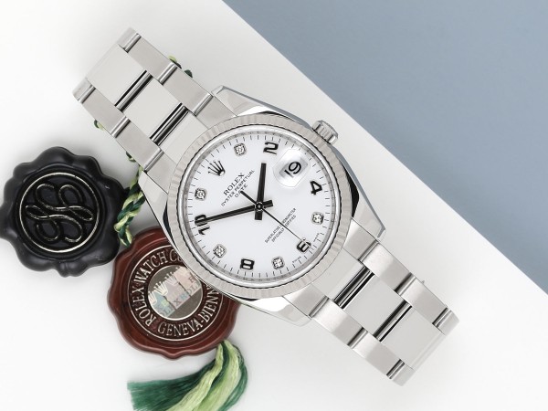 Rolex Date 34 'White Diamond Dial' | Montro