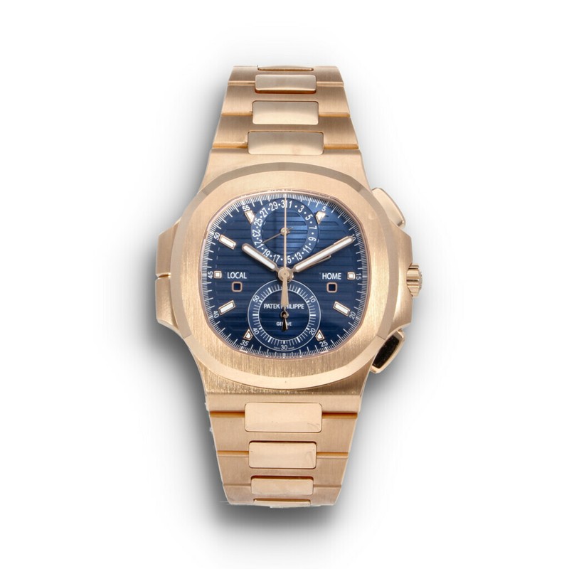 Patek Philippe Unworn 2022 Nautilus 5990/1R-001 Travel Time Chronograph  Blue Dial