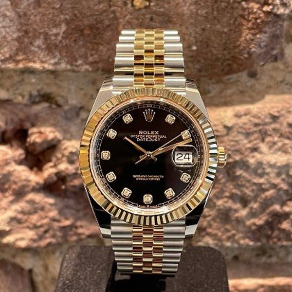 Rolex Datejust 41mm Black Index Dial Oyster Steel & Yellow Gold