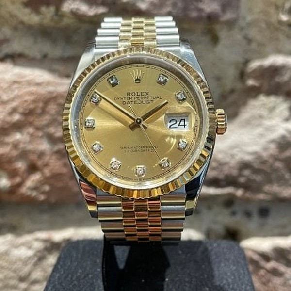 Rolex Oyster Perpetual Datejust Diamonds Automatic 18K Gold for $8,640  for sale from a Trusted Seller on Chrono24