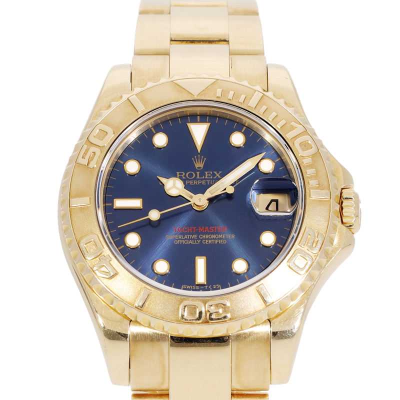 Rolex Yachtmaster Midsize Yellow Gold White Dial Mens Watch 68628